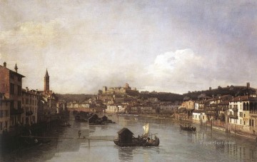 Bernardo Bellotto Painting - View Of Verona And The River Adige From The Ponte Nuovo urban Bernardo Bellotto